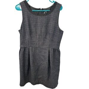 J. Crew Charcoal Checkered Midi Dress Wool Houndstooth sz 12